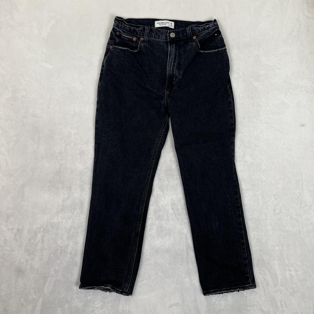 Abercrombie & Fitch The Ankle Straight Jeans Womens 2 S Black High Rise Denim